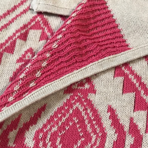 INC AZTEC Pink Knit Fringe Sweater Size S - Picture 3 of 6